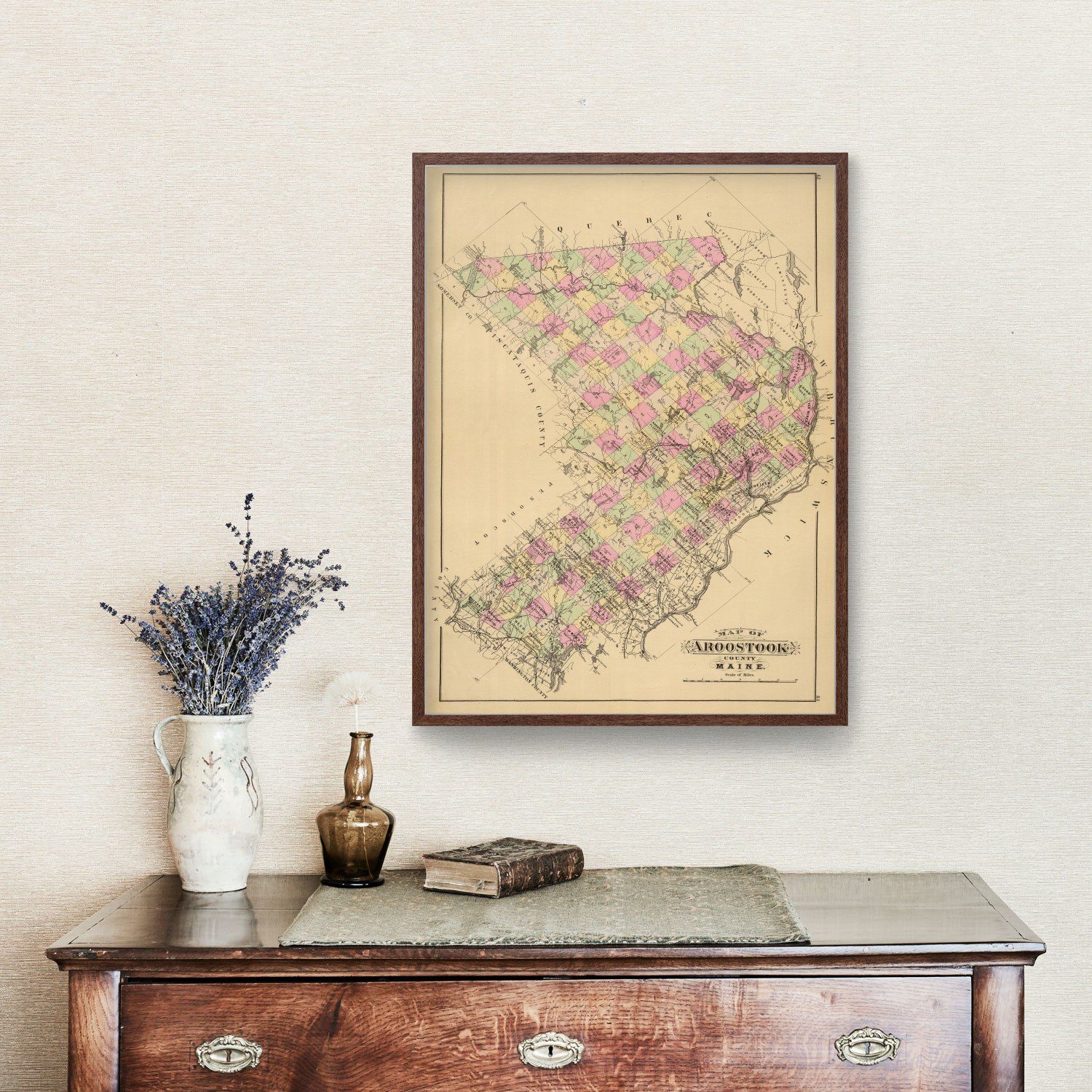 Vintage Map Of Aroostook County Maine By Ted S Vintage Art