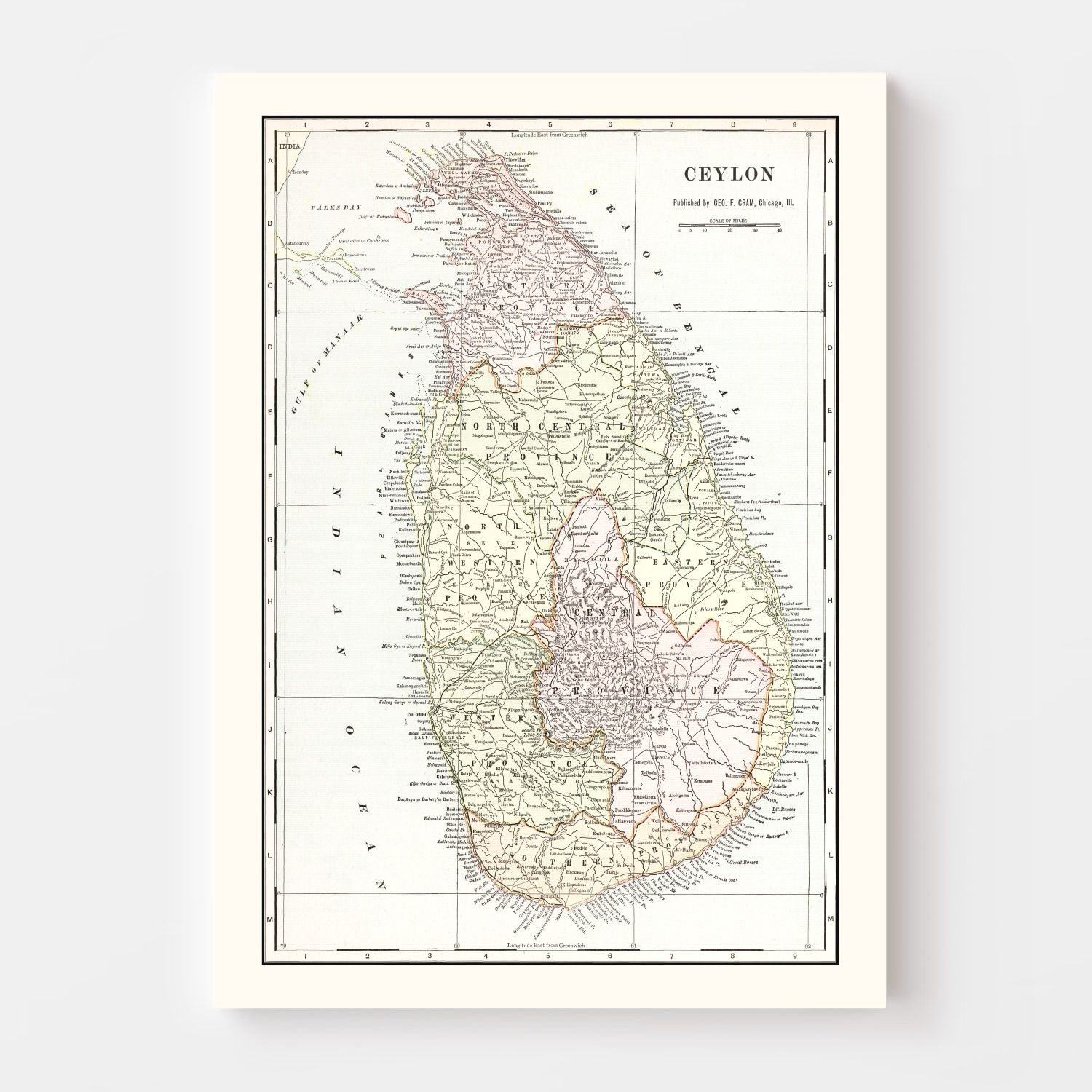 Vintage Map Of Ceylon Sri Lanka 1901 By Ted S Vintage Art