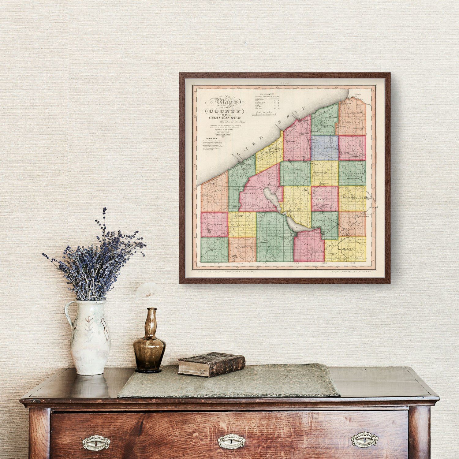 Vintage Map Of Chautauqua County New York By Ted S Vintage Art