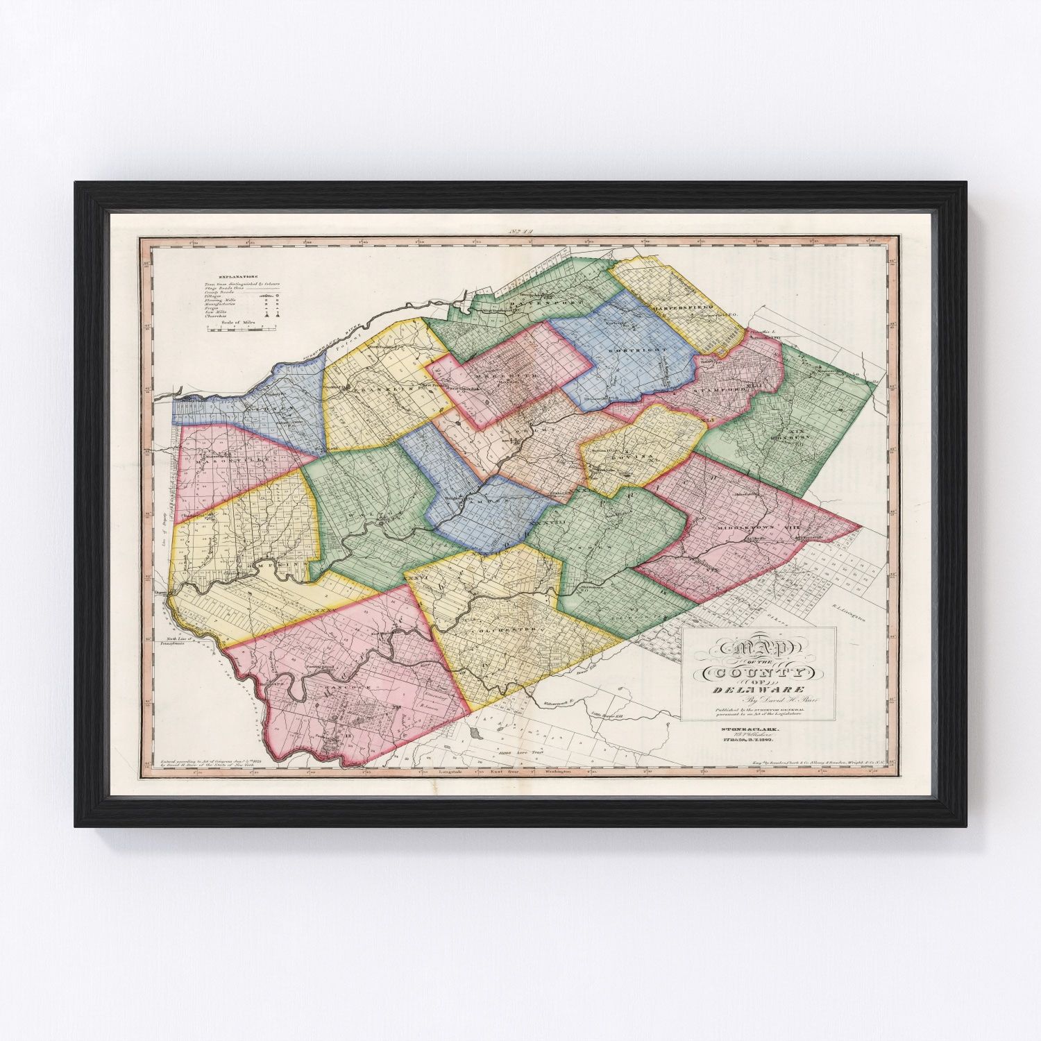 Vintage Map Of Delaware County New York By Ted S Vintage Art