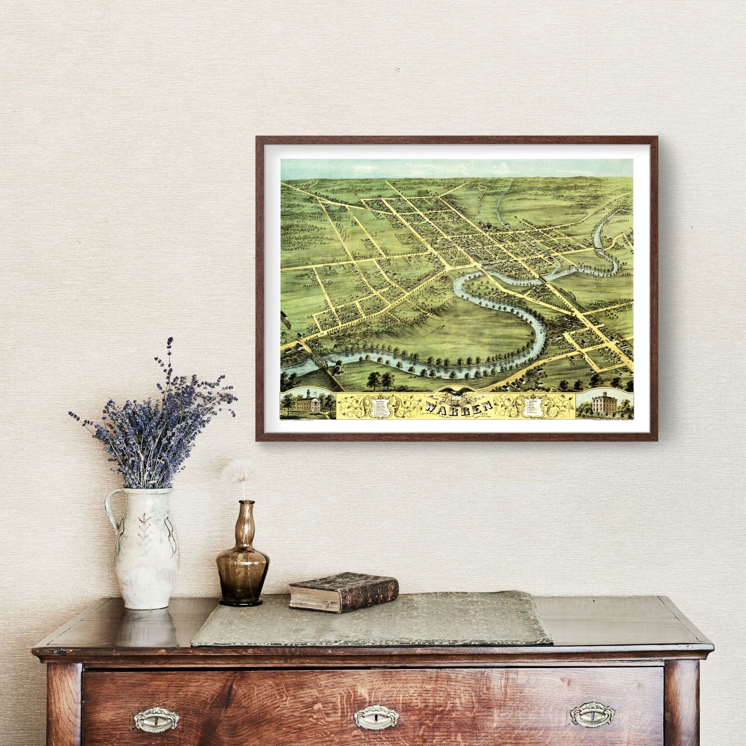 Vintage Map Of Warren Ohio By Ted S Vintage Art