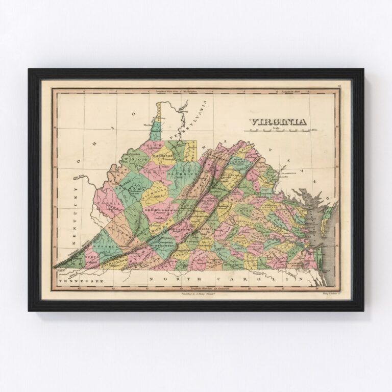 Old Maps Of Virginia Wall Art Prints By Ted S Vintage Art