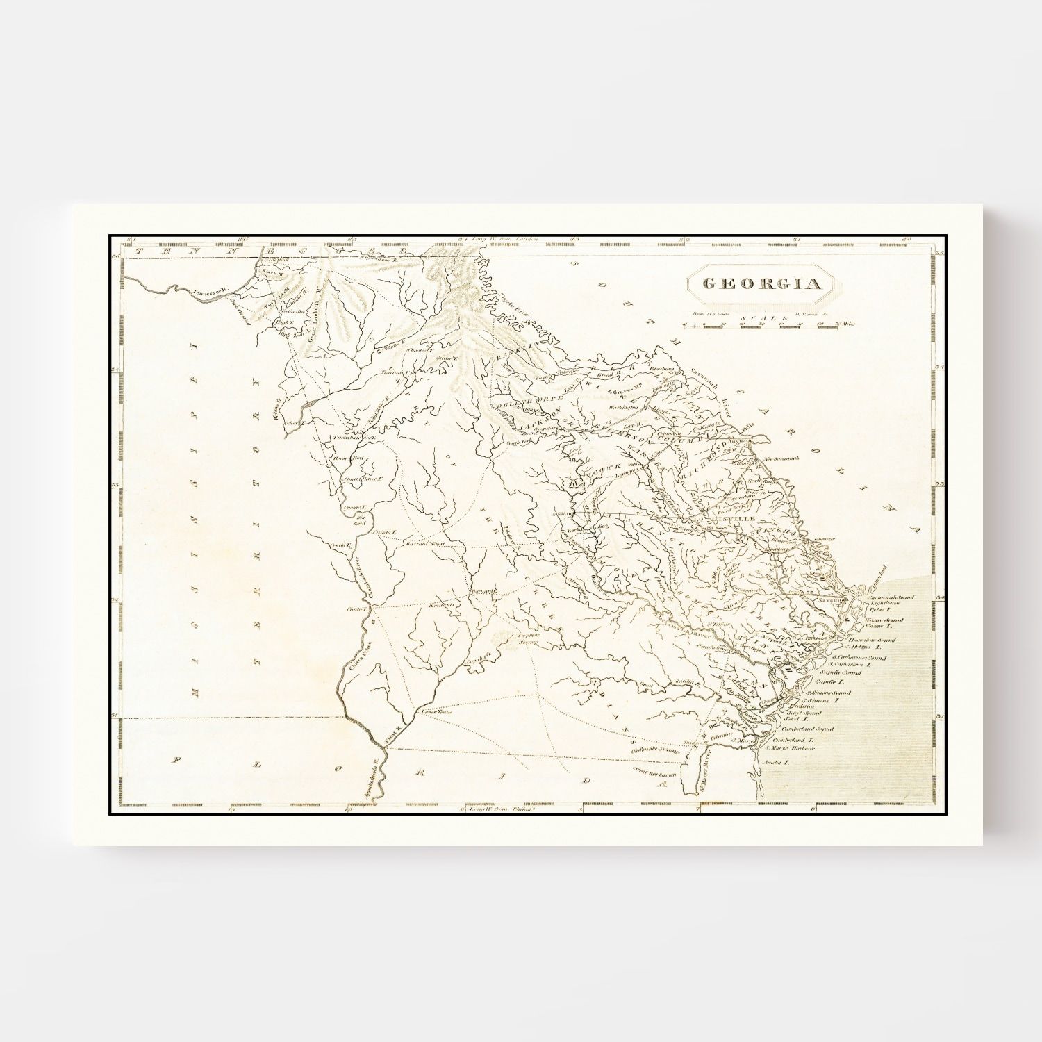 Vintage Map Of Georgia By Ted S Vintage Art