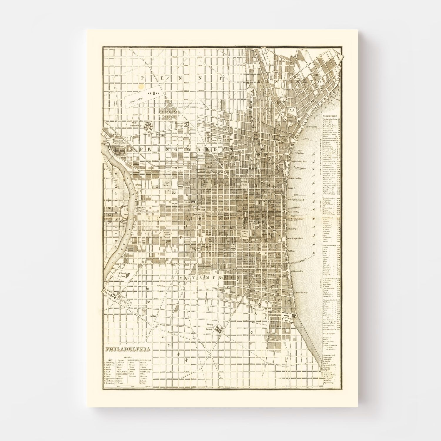 Vintage Map Of Philadelphia Pennsylvania By Ted S Vintage Art