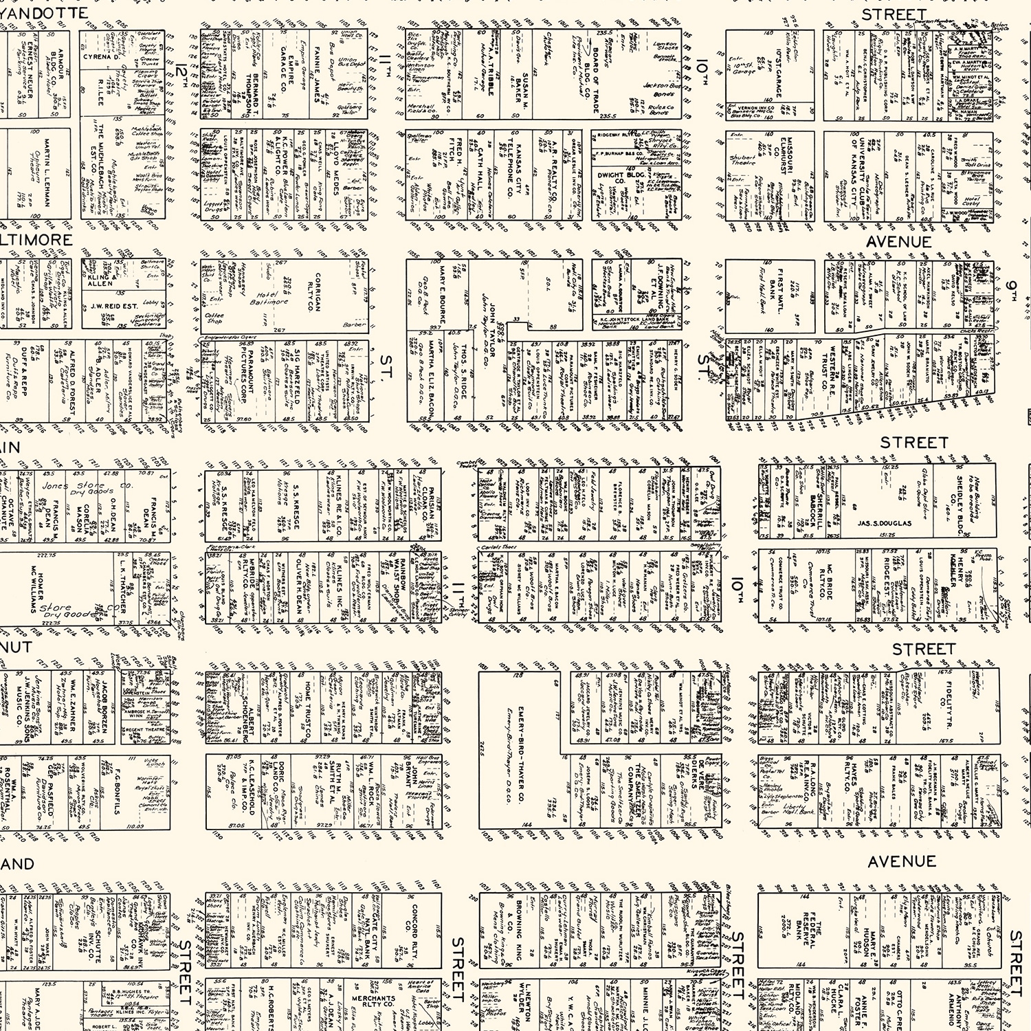 Vintage Map Of Kansas City Mo Business Section By Ted S Vintage Art