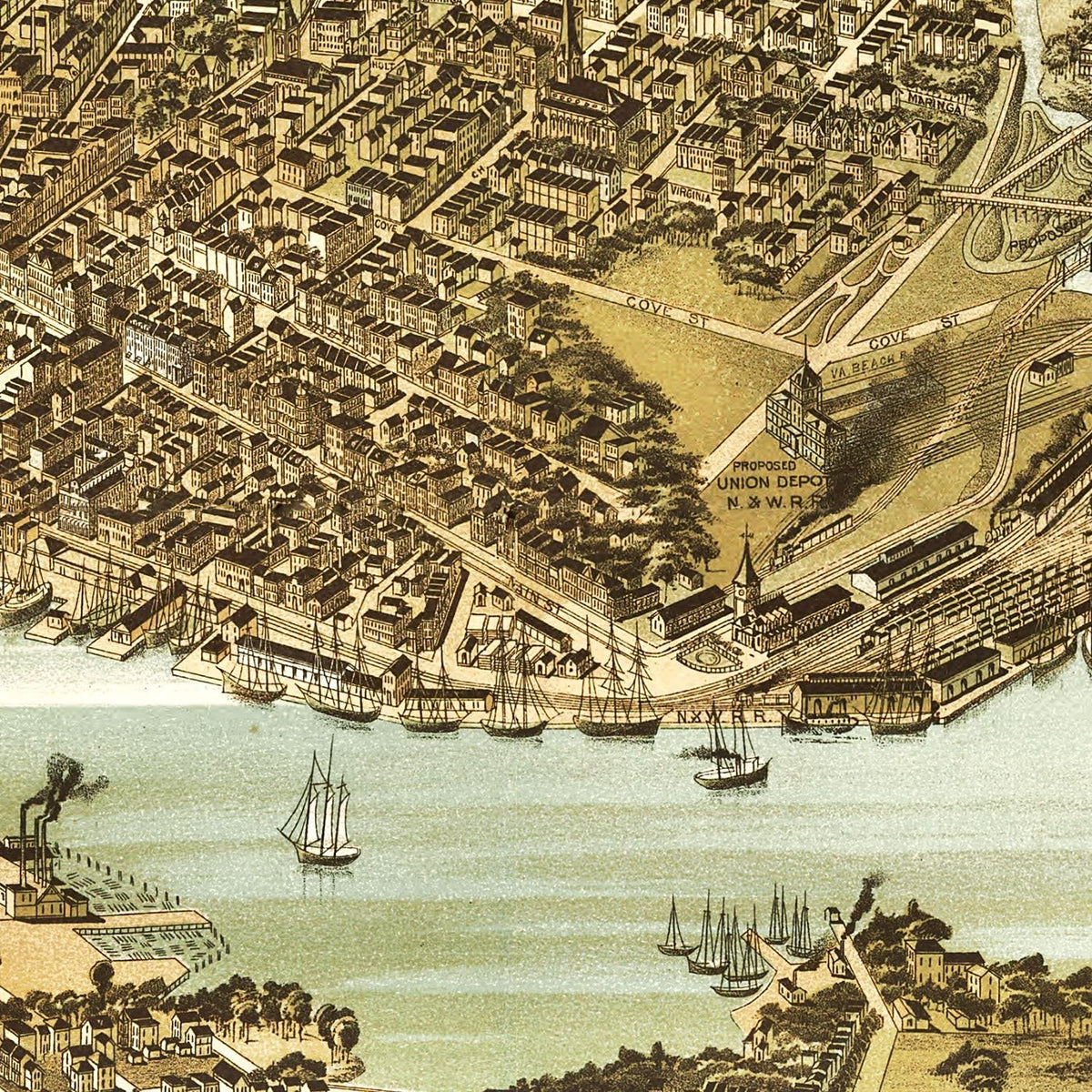 A framed vintage map displayed in a warm and thoughtfully designed interior