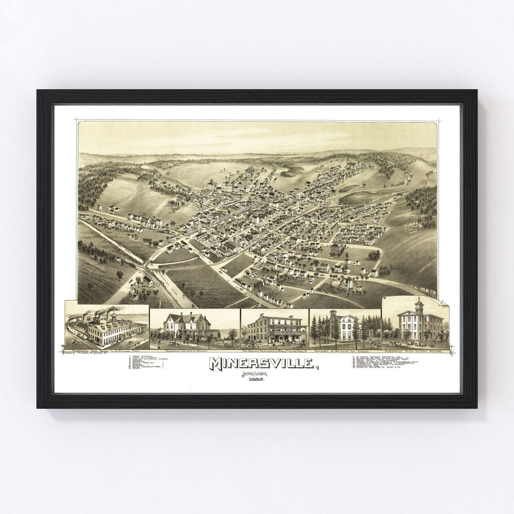 Minersville Vintage Map 1889