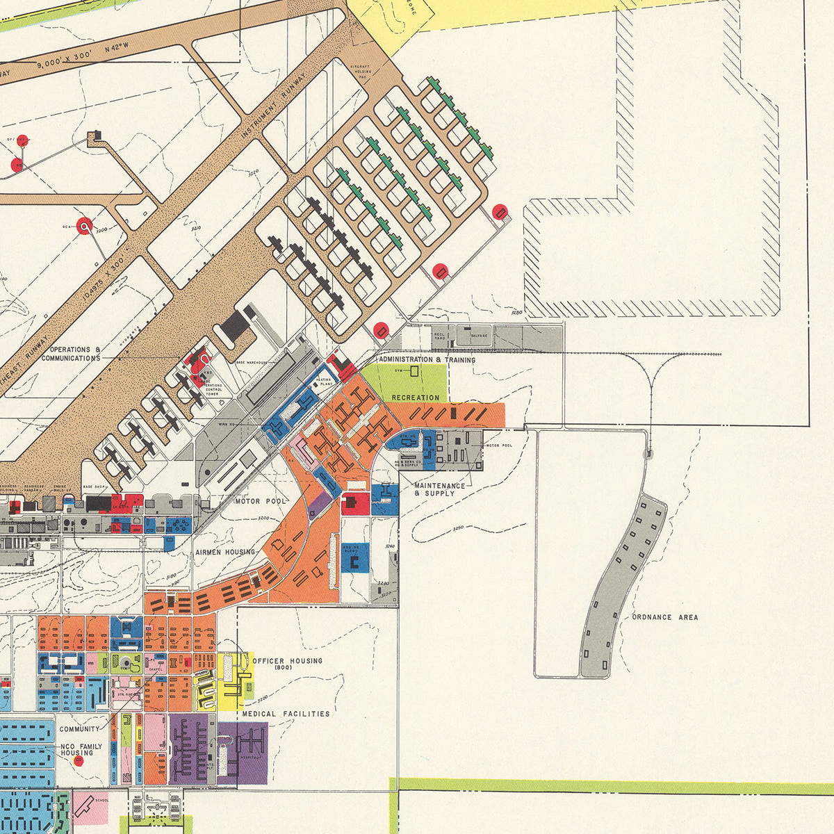 Restored historic details from the 1952 airfield map of Rapid City, South Dakota