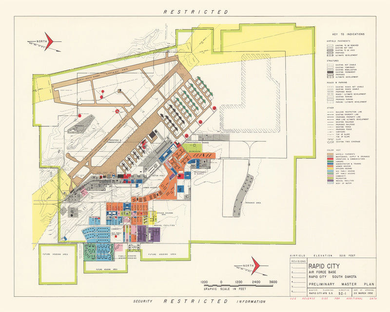 Size comparison using Vintage Map of Rapid City Air Force Base, 1952