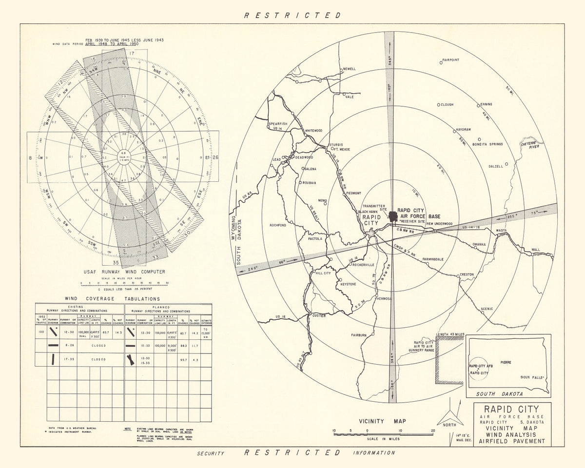 Preview of Vintage Map of the Rapid City Air Force Base Vicinity, 1952