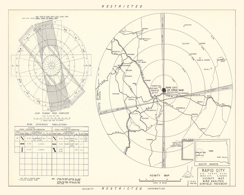 Size comparison using Vintage Map of the Rapid City Air Force Base Vicinity, 1952