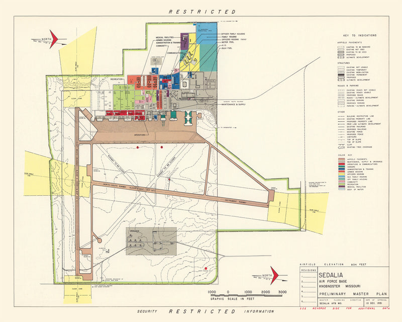 Size comparison using Vintage Map of Sedalia Air Force Base, 1951