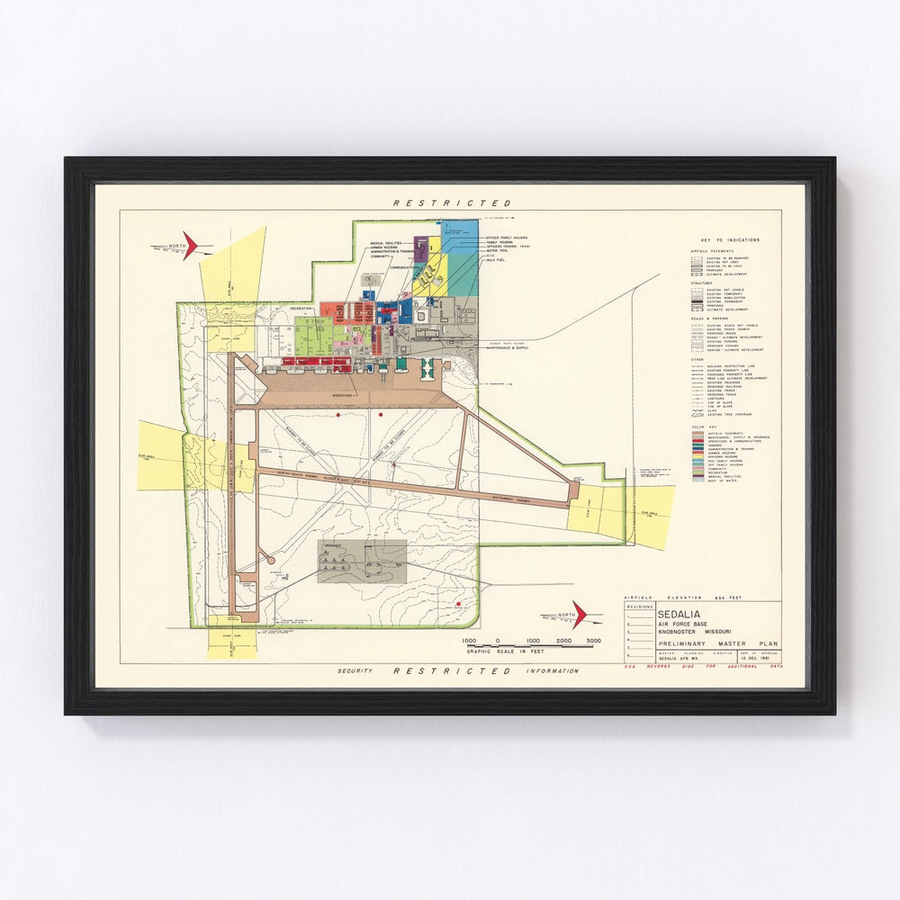Sedalia Air Force Base Vintage Map 1951