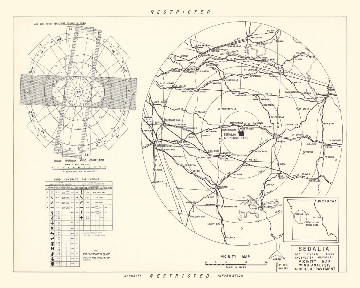 Preview of Vintage Map of the Sedalia Air Force Base Vicinity, 1951