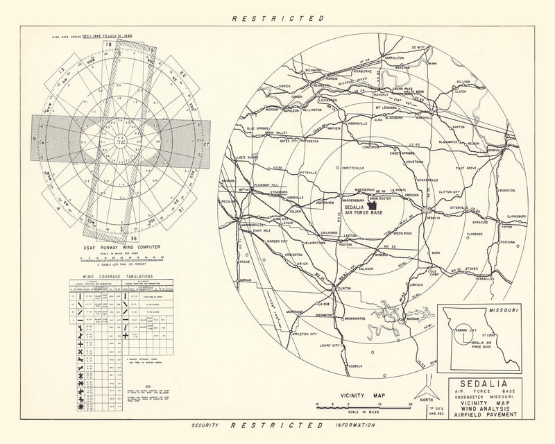 Size comparison using Vintage Map of the Sedalia Air Force Base Vicinity, 1951