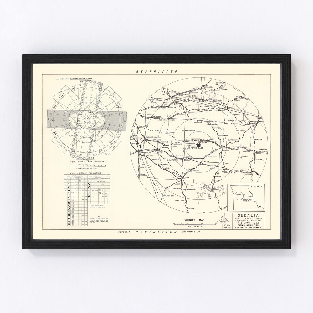 Sedalia Air Force Base Vicinity Vintage Map 1951