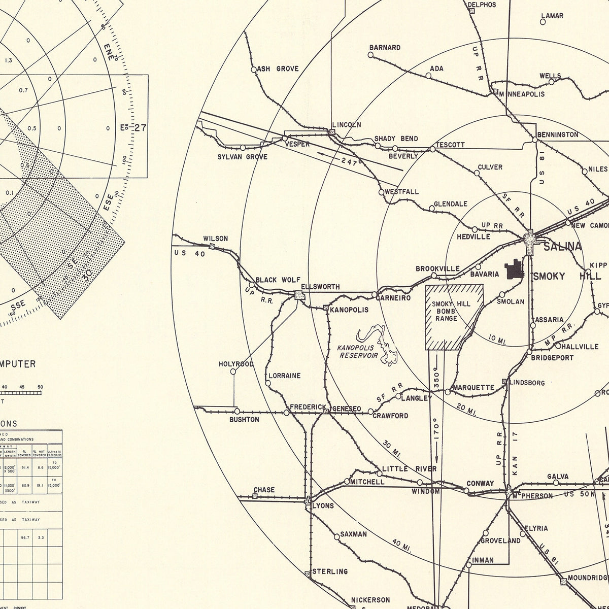 Restored historic details from the 1951 airfield map of Salina, Kansas