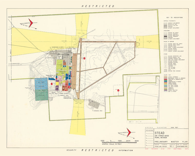 Size comparison using Vintage Map of Stead Air Force Base, 1952