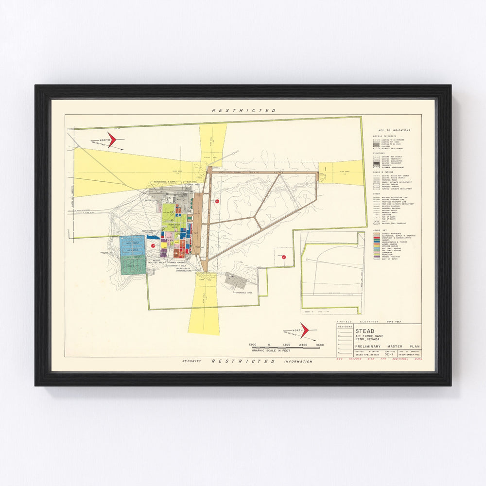 Stead Air Force Base Vintage Map 1952