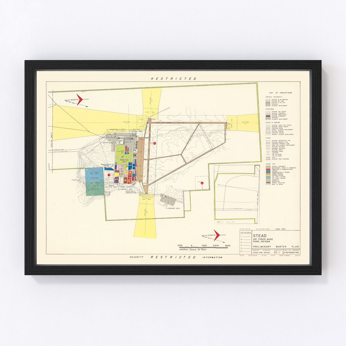 Stead Air Force Base Vintage Map 1952