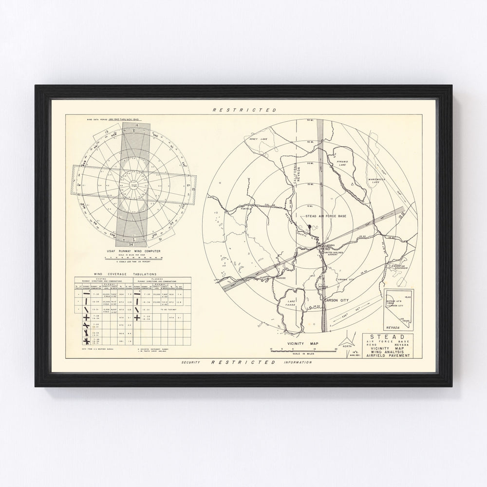 Stead Air Force Base Vicinity Vintage Map 1952