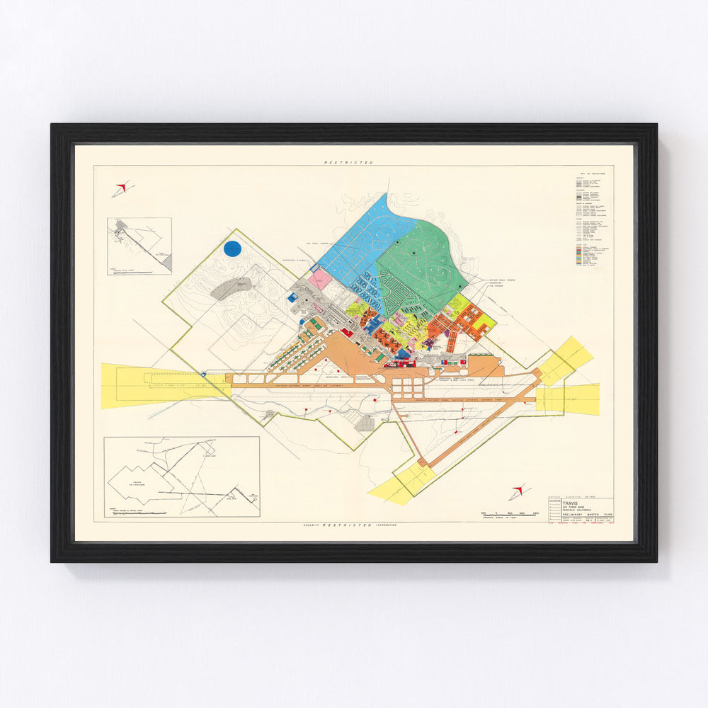 Travis Air Force Base Vintage Map 1951