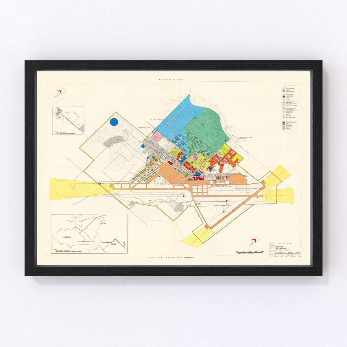 Travis Air Force Base Vintage Map 1951