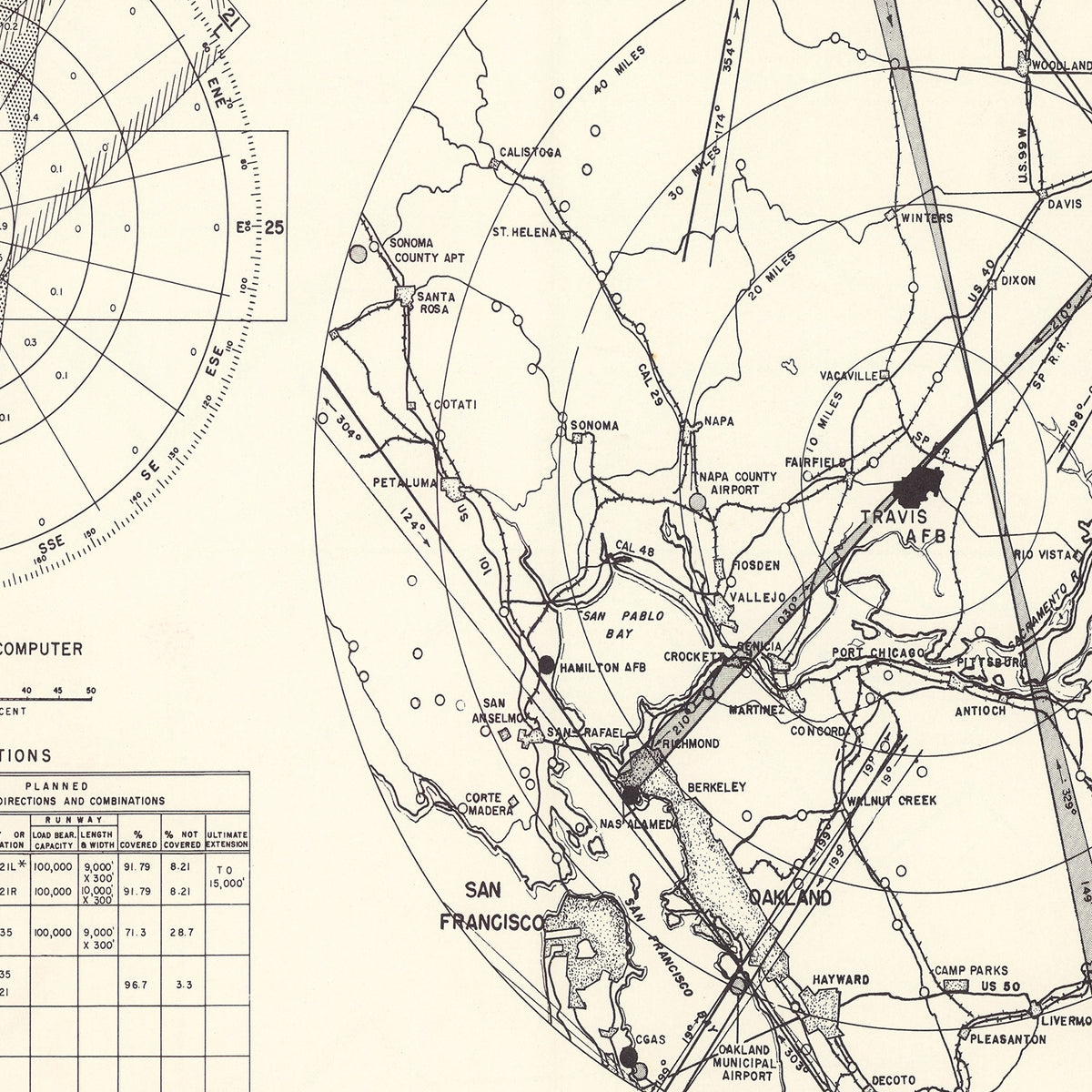 Restored historic details from the 1951 airfield map of Fairfield, California