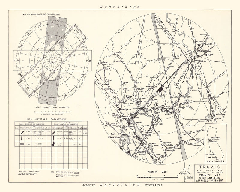 Size comparison using Vintage Map of the Travis Air Force Base Vicinity, 1951