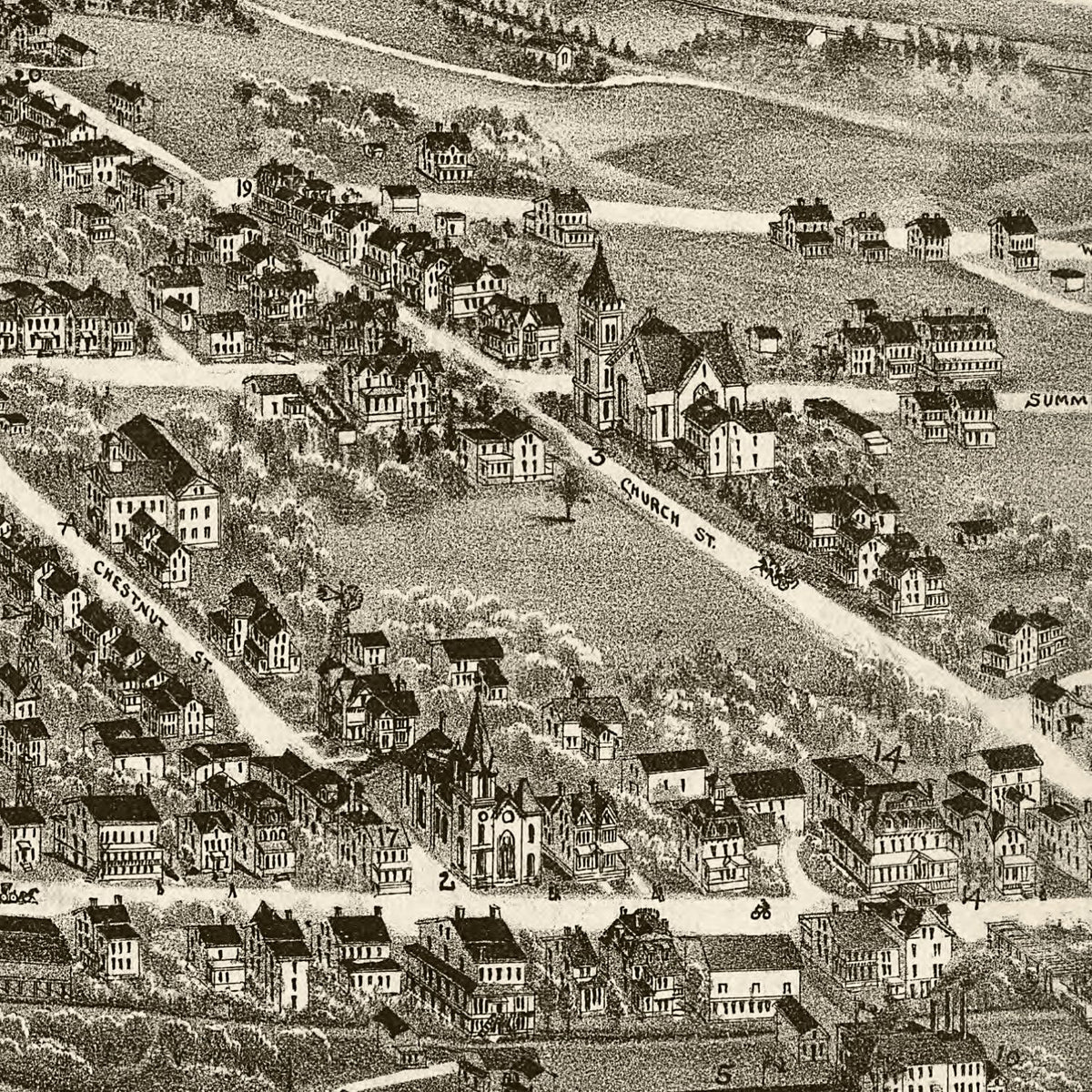 Restored historic details from the 1898 city map of Mohrsville, Pennsylvania
