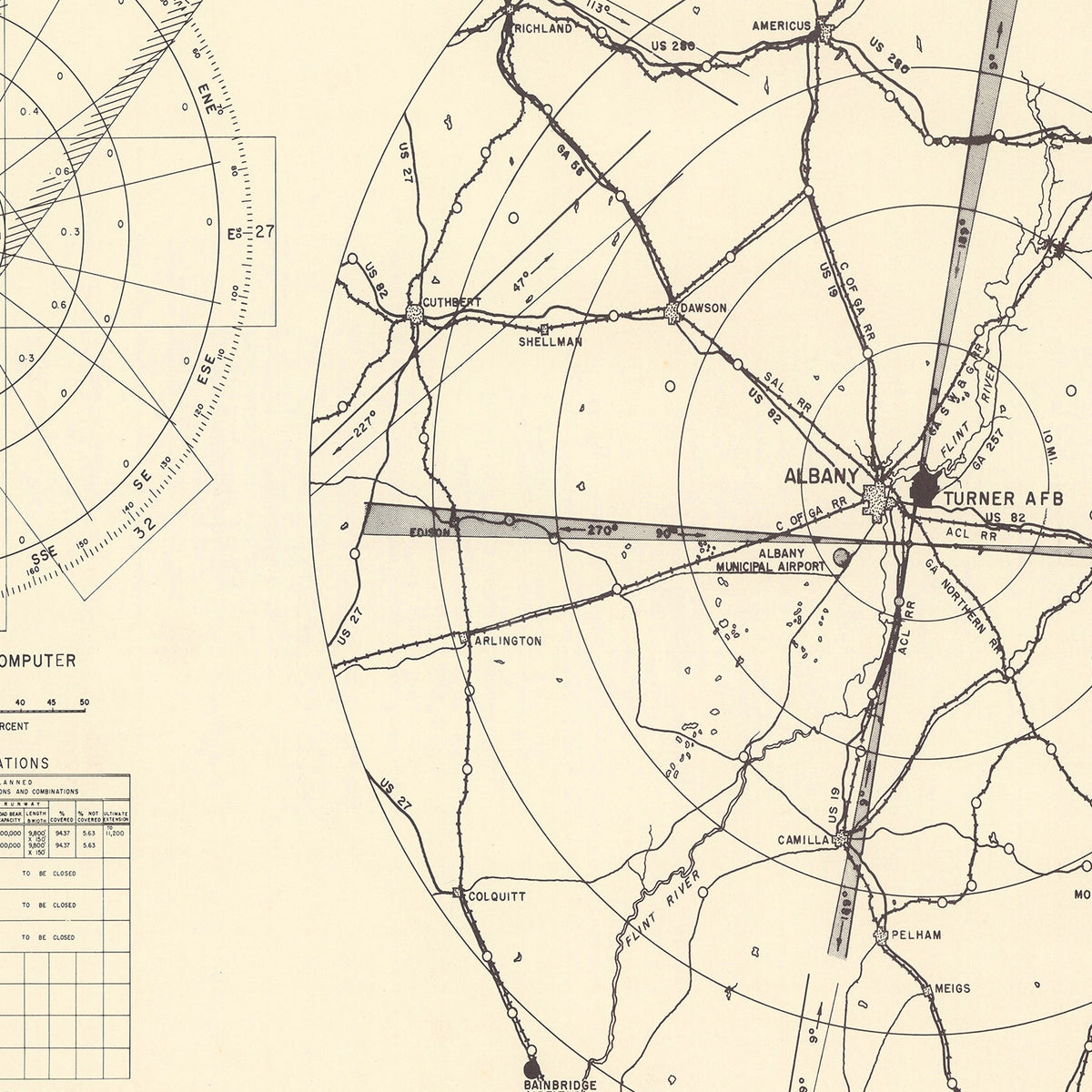 Restored historic details from the 1951 airfield map of Albany, Georgia