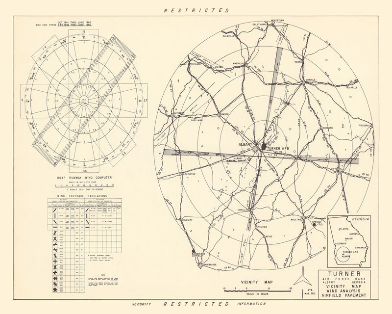 Size comparison using Vintage Map of the Turner Air Force Base Vicinity, 1951