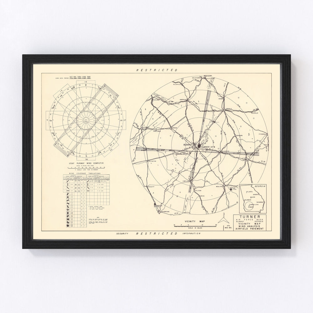 Turner Air Force Base Vicinity Vintage Map 1951