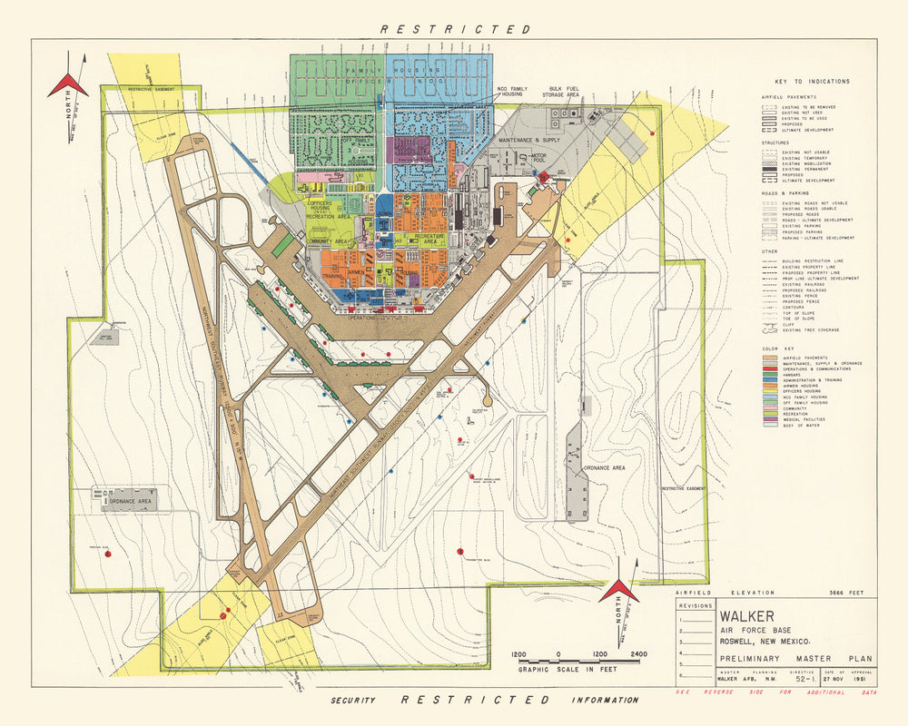 Vintage Map of Walker Air Force Base, 1951 print style example