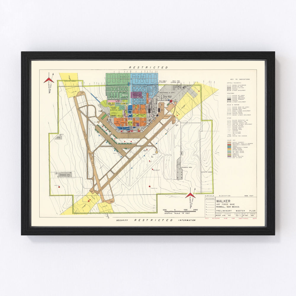 Walker Air Force Base Vintage Map 1951