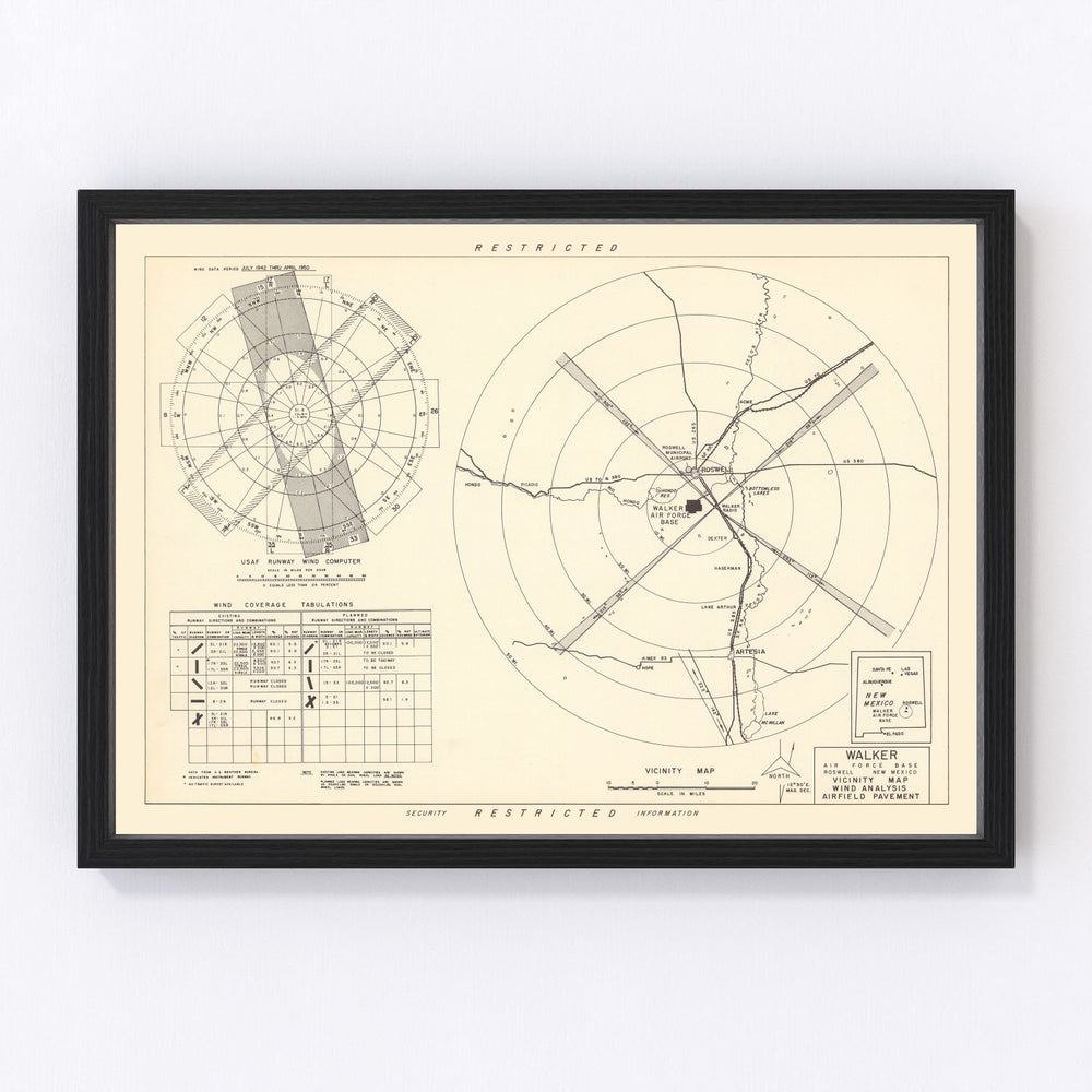 Walker Air Force Base Vicinity Vintage Map 1951