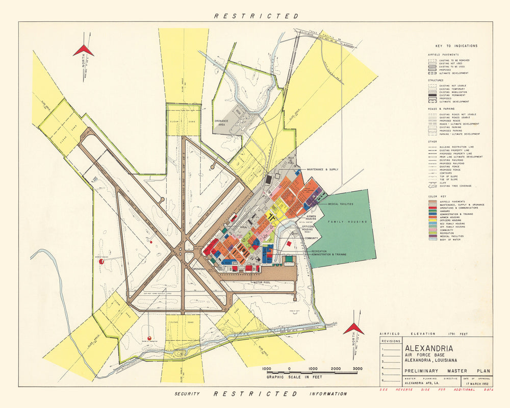 Vintage Map of Alexandria Air Force Base, 1952 print style example