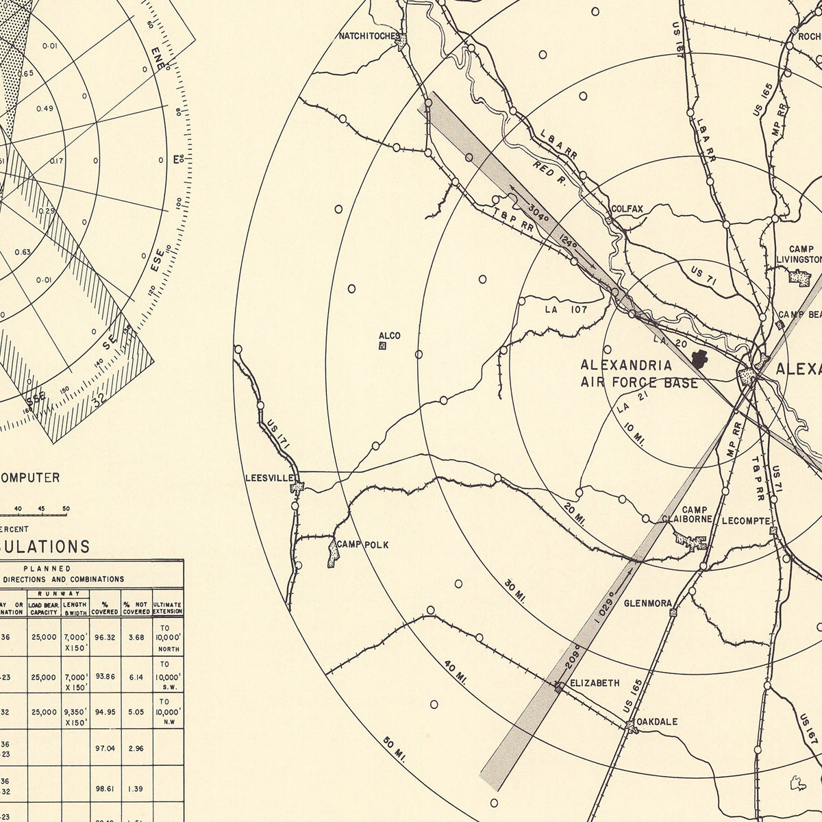 Restored historic details from the 1952 airfield map of Alexandria, Louisiana