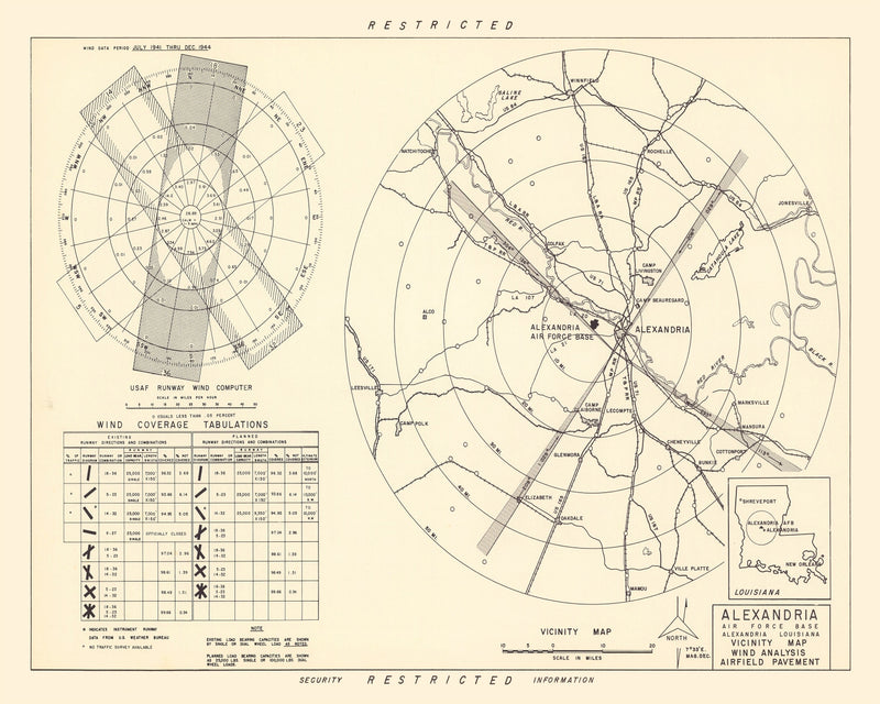Size comparison using Vintage Map of the Alexandria Air Force Base Vicinity, 1952