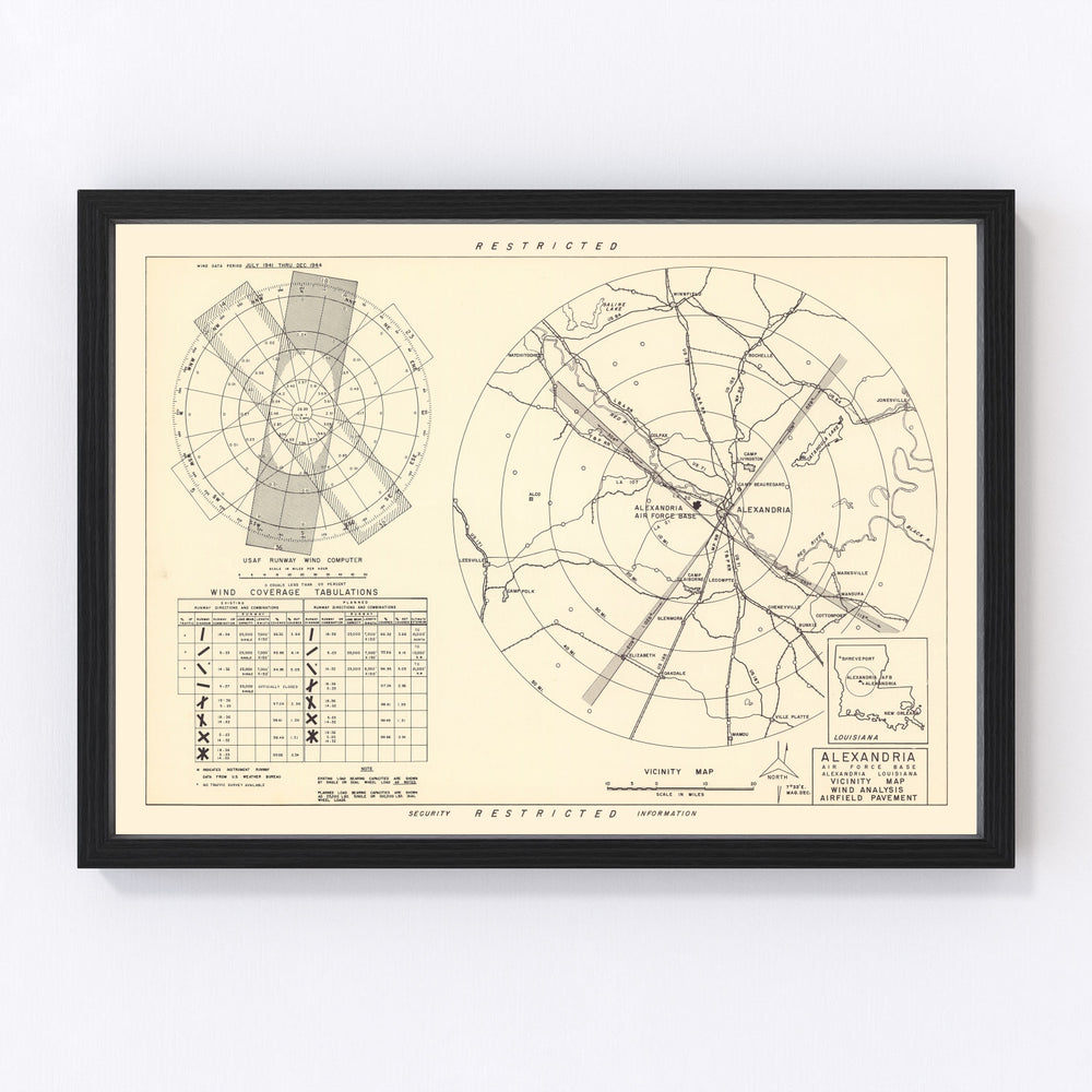 Alexandria Air Force Base Vicinity Vintage Map 1952