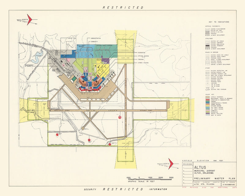 Size comparison using Vintage Map of Altus Municipal Airport, 1952