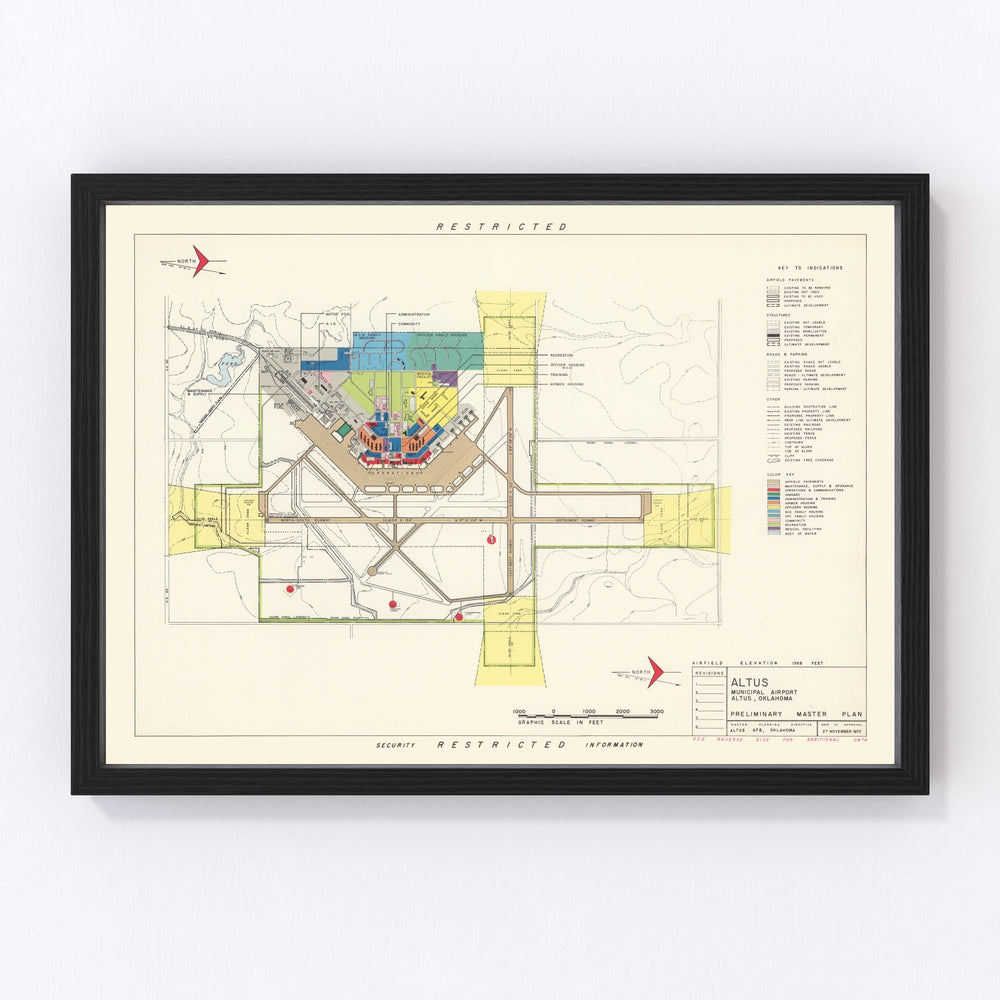 Altus Municipal Airport Vintage Map 1952