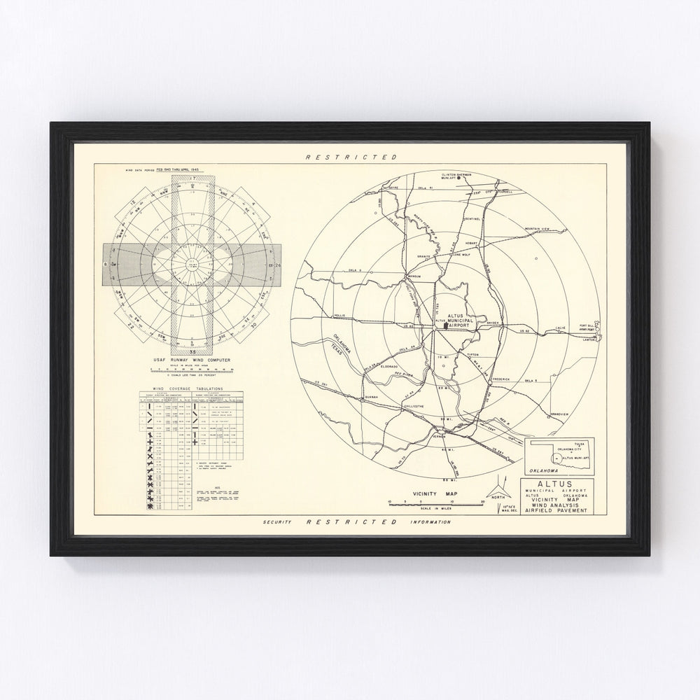 Altus Municipal Airport Vicinity Vintage Map 1952