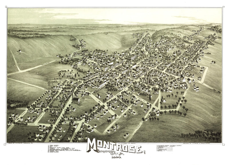 Size comparison using Vintage Map of Montrose, Pennsylvania 1890