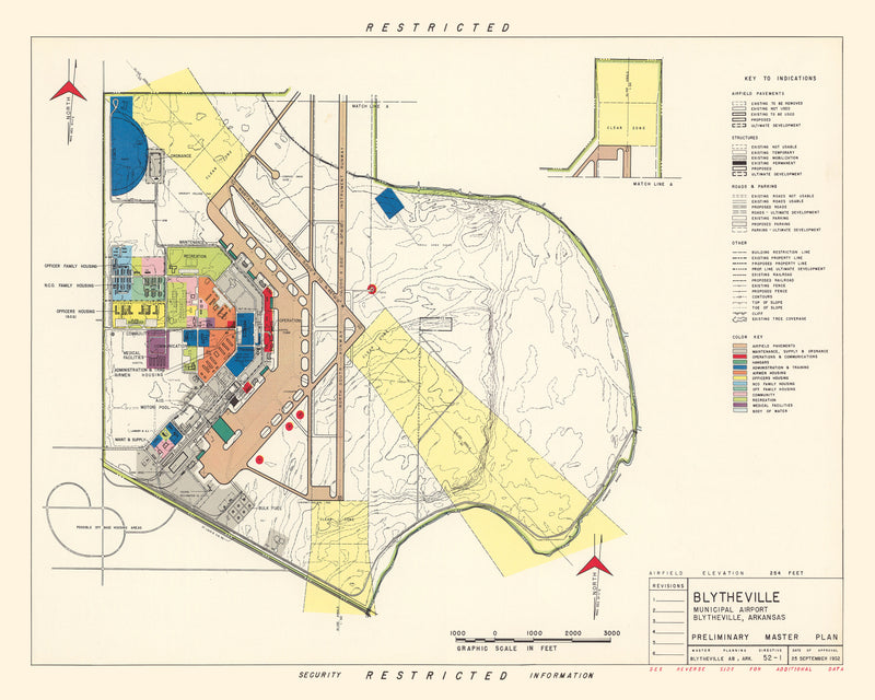 Size comparison using Vintage Map of Blytheville Municipal Airport, 1952