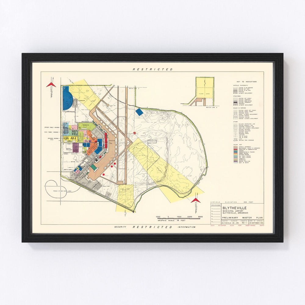 Blytheville Municipal Airport Vintage Map 1952