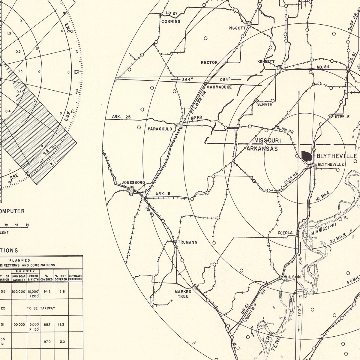 Restored historic details from the 1952 airfield map of Blytheville, Arkansas