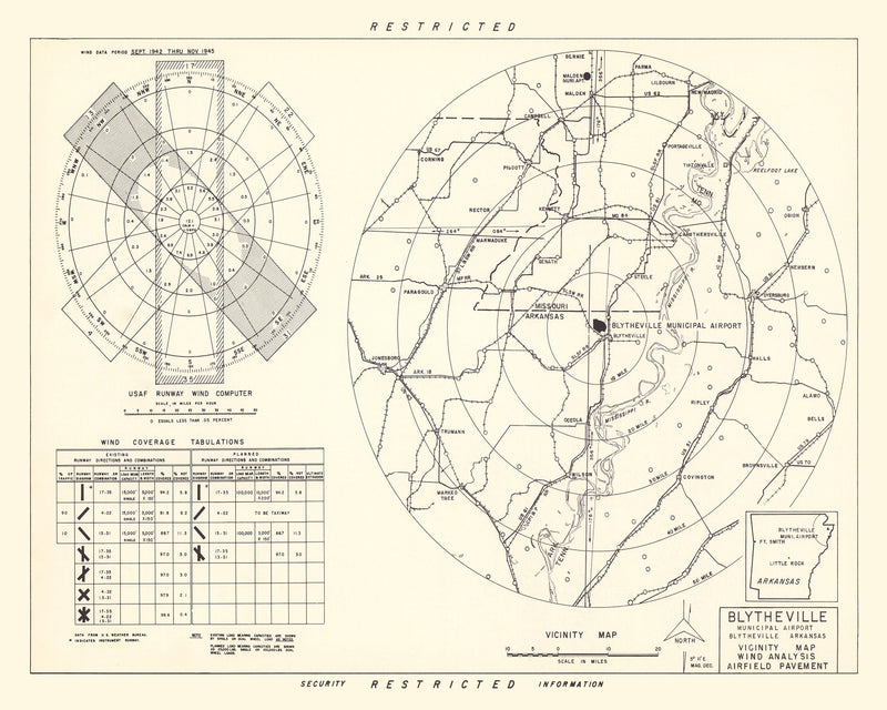 Size comparison using Vintage Map of the Blytheville Municipal Airport Vicinity, 1952