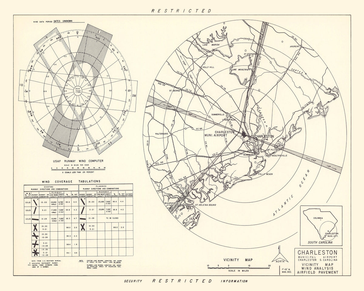 Preview of Vintage Map of the Charleston Municipal Airport Vicinity, 1952