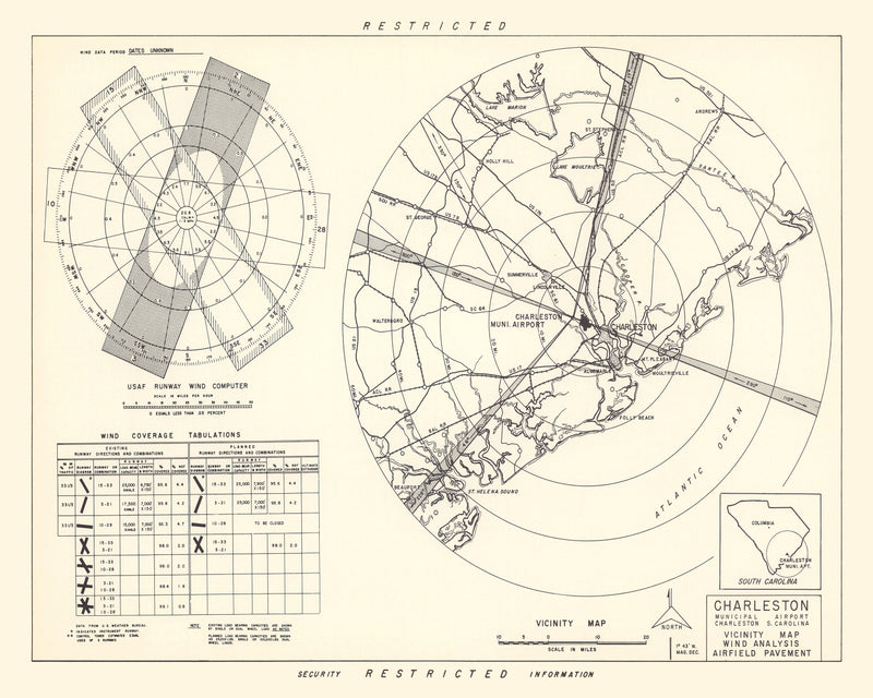 Size comparison using Vintage Map of the Charleston Municipal Airport Vicinity, 1952